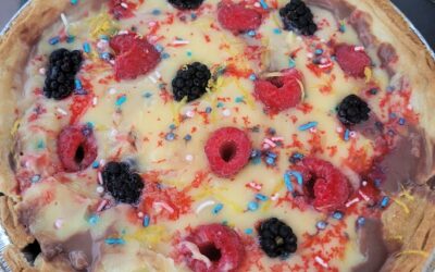 Lemon Curd Tart with Vanilla Sable Crust, Fresh Berries, and Chocolate Ganache