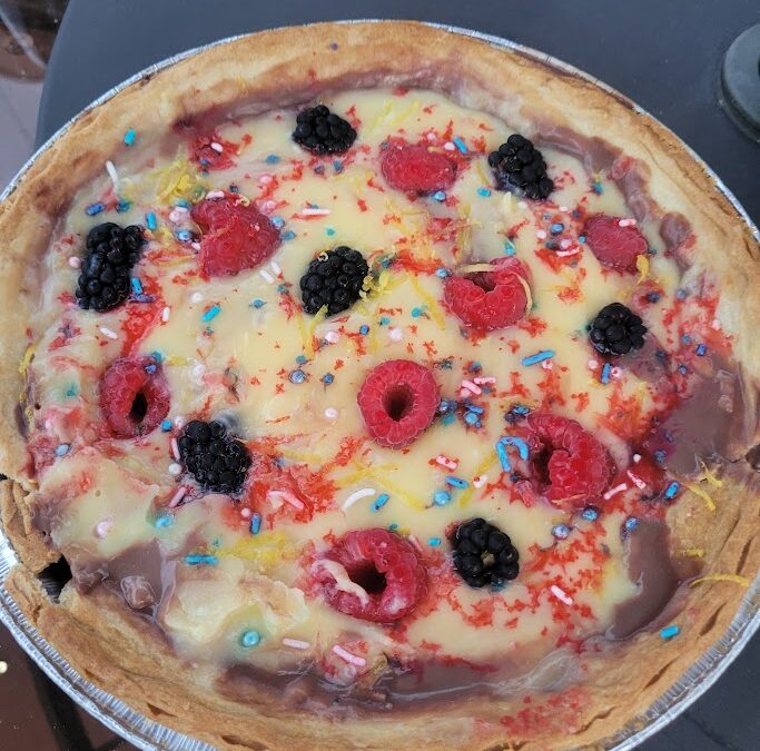 Lemon Curd Tart with Vanilla Sable Crust, Fresh Berries, and Chocolate Ganache